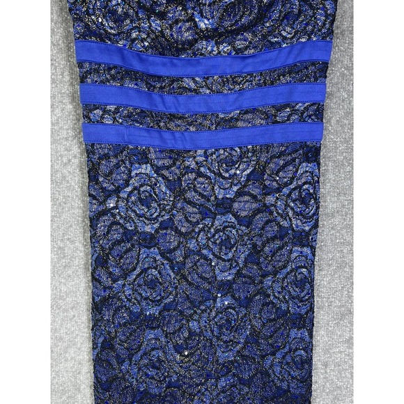La Scala Iridescent Sequin Sleeveless Fitted Maxi Formal Dress Womens Small Blue - Picture 6 of 16